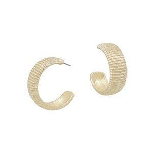 Gold Ribbed Hoops (1.25")