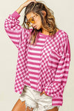 Checkmate Long Sleeve Pocketed Blouse