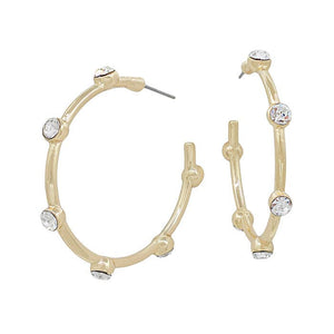 Gold Hoop with Rhinestone Accents Earring