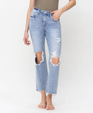 Alyssa High Rise Distressed Straight Jeans