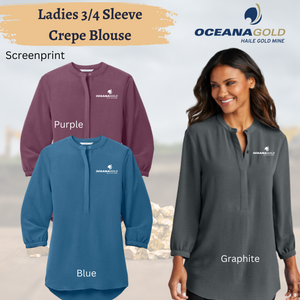 Ladies 3/4 Sleeve Crepe Blouse