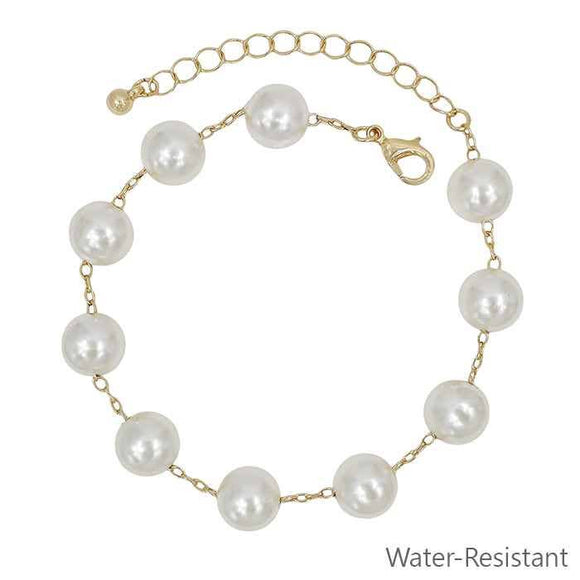Water Resistant 10MM Pearl Bead and Chain 7.5