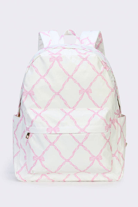 Girls Bow Printed Backpack