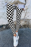 Black Checkered High Waist Skinny Leggings