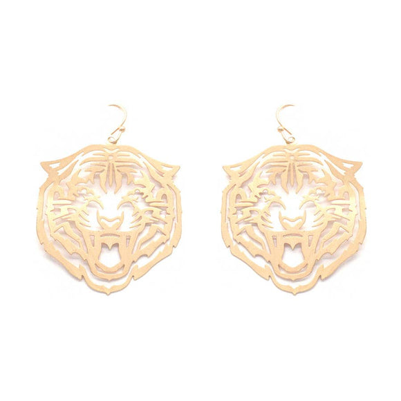 Gold Thin Tiger Metal Earring