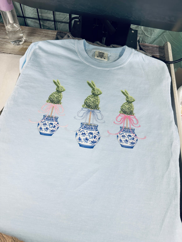 Chinoiserie Bunny Topiary Tee