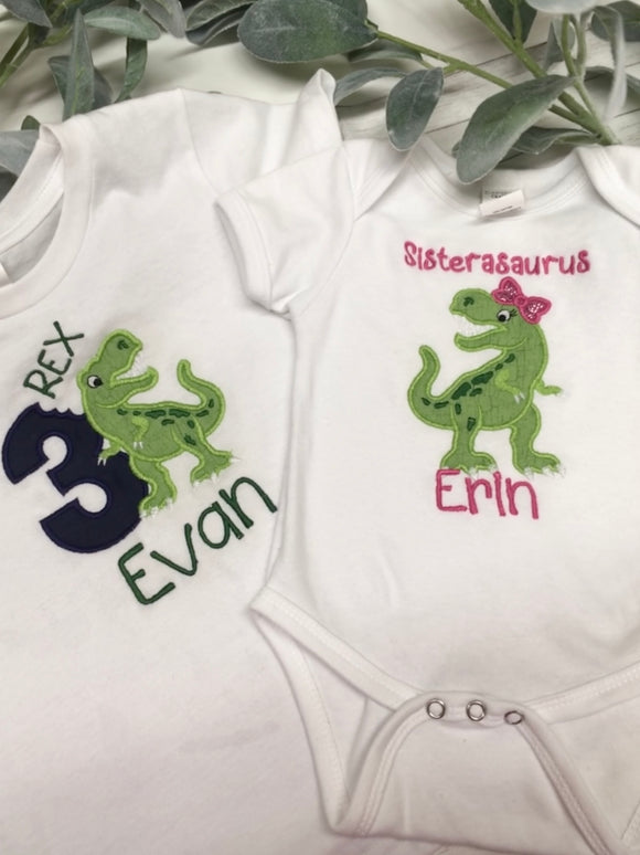 Embroidered Dinosaur Birthday Shirts