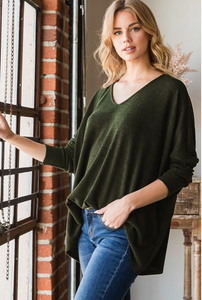 Cute & Comfy V-Neck Top -Olive