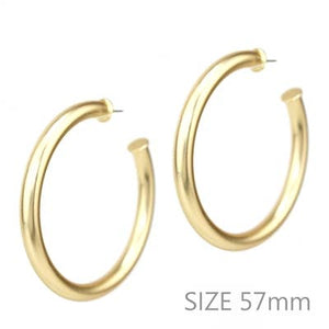 Satin Gold Stud Hoops (2.25")