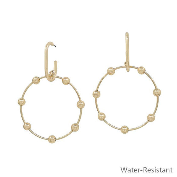 Gold Hoop with Beaded Accents Earring (Water Resistant)