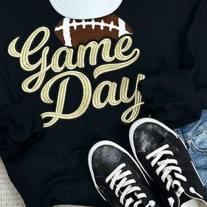 Gold Metallic Game Day Football Embroidered Patch