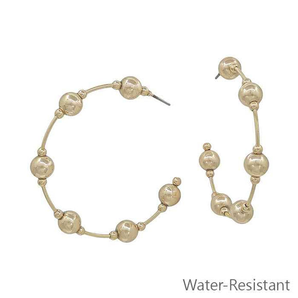 Gold Wired Hoop with Gold Ball Accents Earring