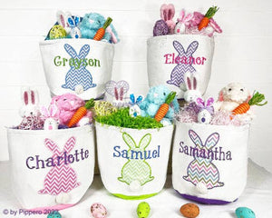 Embroidered Chevron Bunny Easter Basket